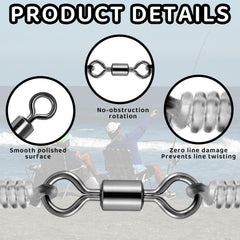 Asofelk 8mm micro rolling barrel swivel for fly fishing