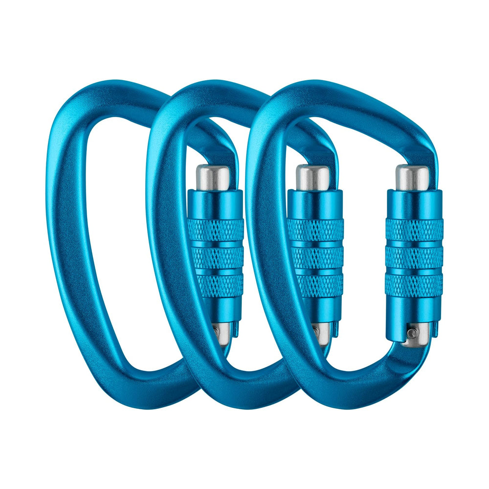 Aspire 12kn blue carabiner closeup showing durable aerospace aluminum for everyday use.