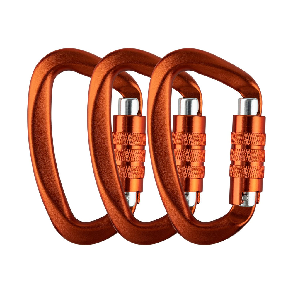 Aspire auto-locking carabiner 12kn orange for secure hammock setup.