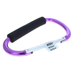 ASR Outdoor purple carabiner dimensions highlight 6.5-inch by 4-inch profile.