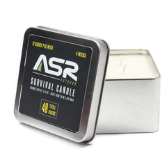 ASR Outdoor 4-wick survival candle in tin offers up to 12 hours per wick for versatile lighting
