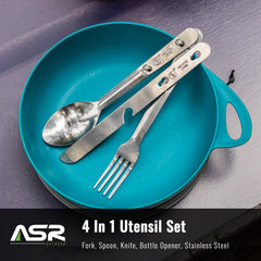 ASR Outdoor 2-pack minimalist utensils with spoon for compact camping meals.