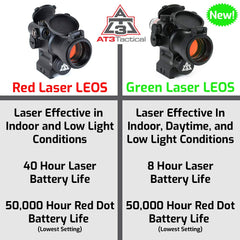 AT3 LEOS green laser sight offers bright beam for daytime aiming.