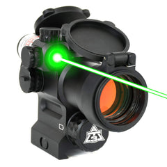 AT3 LEOS red dot provides crisp 2MOA reticle for fast targeting.