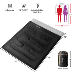 Atarashi double sleeping bag compact-pack design ideal for hikers