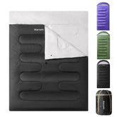Atarashi double sleeping bag exterior showing waterproof shell for wet-weather camping