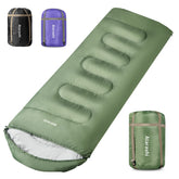 Atarashi sleeping bag with compression sack shows portable design for backpacking trips