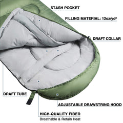 Atarashi sleeping bag hood with drawstring keeps head warmer in chilly conditions