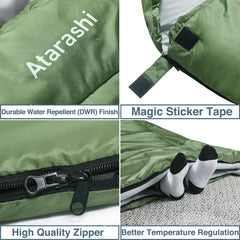 Atarashi sleeping bag with left-right zipper enables versatile double bed setup