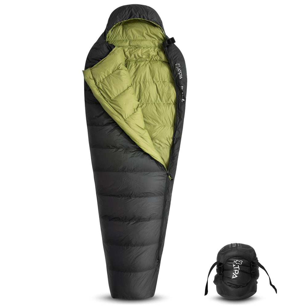 ATEPA down sleeping bag packable sack closed for easy transport