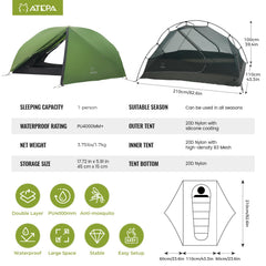 ATEPA ultralight tent interior setup with gear pockets for quick access.