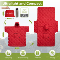 ATEPA wearable sleeping bag worn as a poncho for hands-free warmth