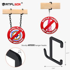 ATFLBOX AR500 steel target hangers ready for durable target mounting