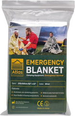 Atlas Adventure Equipment emergency blanket demonstrates heat retention in cold outdoor conditions.