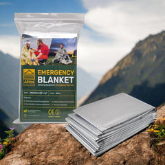 Atlas emergency blanket, 82 by 63 inches, reflects heat effectively