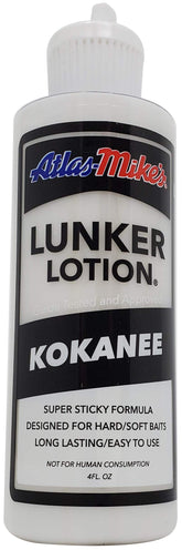 Atlas Mike's 6519 Lunker Lotion Kokanee bottle front view