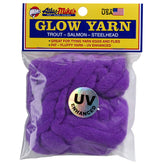 Atlas Mike's 77017 UV Glow Yarn, dark purple close-up, vivid lure glow for night fishing success