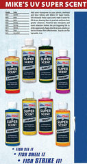 Atlas Mike's Krill UV Super Scent pour bottle showing flow and scent release for effective application.
