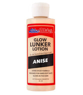 Atlas Mike's Lunker Lotion Anise Glow bottle glows lure visibility in low light.