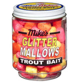 Atlas Mike's Marshmallow Cheese Salmon Bait Eggs in assorted colors inside a resealable 1.5 oz jar