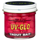 Atlas Mike's UV Glo Egg 1018 pink bottle glows to attract trout and salmon.