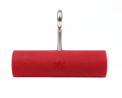 Atomik Climbing Holds 2in red hanging pipes – front view for grip training at the wall.