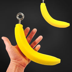 Atomik Rock Climbing yellow child bananas side view showcases compact size and portability.
