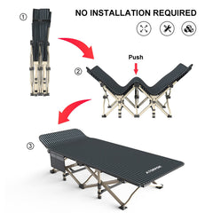 ATORPOK camping cot 600D fabric is soft, breathable, and water resistant.