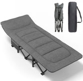 ATORPOK camping cot grey side view shows sturdy frame for stable outdoor sleeping.