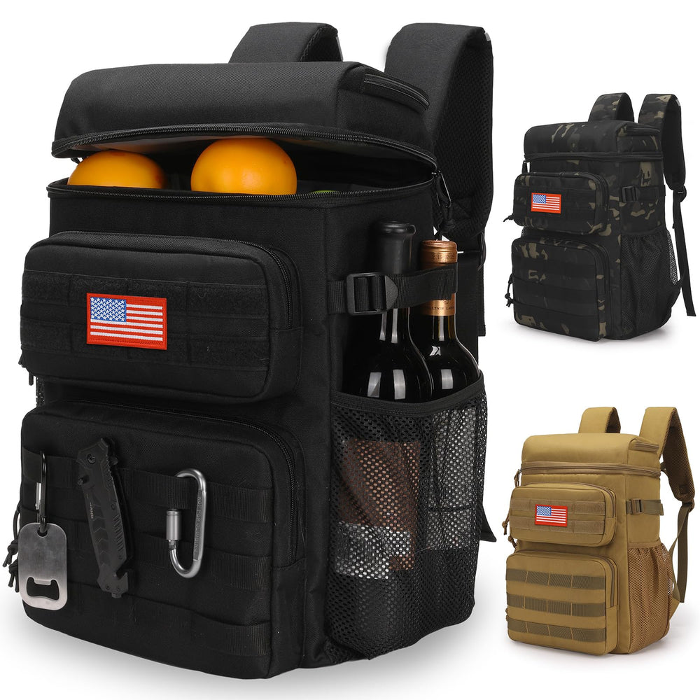 ATRIPACK tactical backpack cooler front view with 25L capacity for outdoor trips.