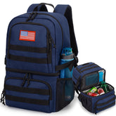 ATRIPACK tactical double-deck cooler backpack front view showing dual compartments for drinks and meals.