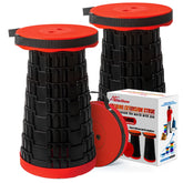 AttoShow 2pc closed collapsible stool for compact storage and transport.