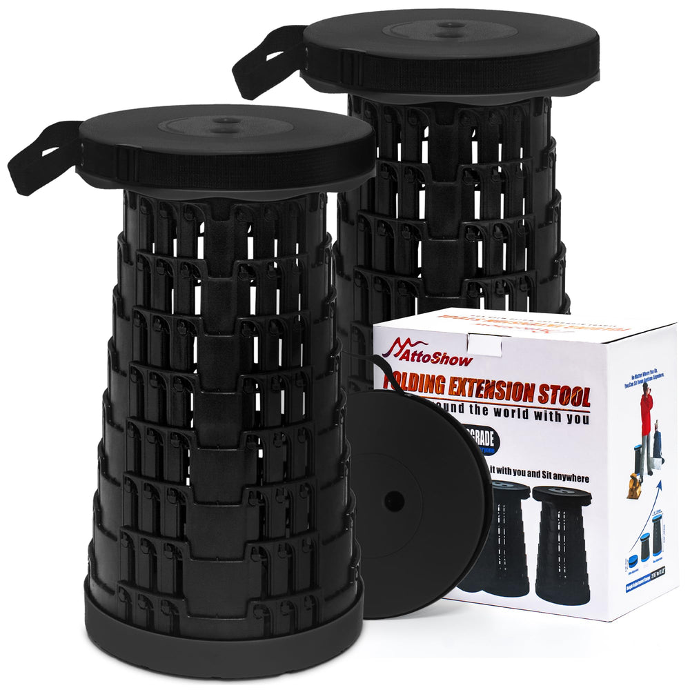 AttoShow upgraded collapsible stool open for portable outdoor seating at campsite