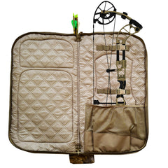 AUSCAMOTEK Bow Hunting Backpack camo fabric blends with woodland surroundings for stealth.