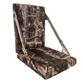 AUSCAMOTEK camouflage seat cushion showing 5cm padding for all-day comfort outdoors.