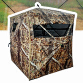 AUSCAMOTEK ground blind 270-degree see-through view for broad field awareness.