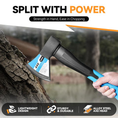 Auto Dynasty 15-inch blue-handle wood axe for controlled chopping