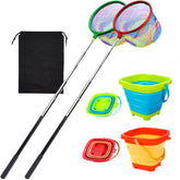 Autokcan two-piece telescopic fishing nets with buckets in outdoor setting