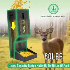 Automatic Metal Deer Feeder hanging rope view emphasizes easy installation and quick repositioning