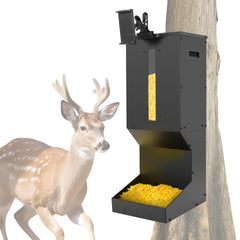 Automatic Metal Deer Feeder lid close-up shows weatherproof seal for harsh conditions