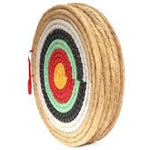 AUVIM archery target front view highlights handmade straw construction for backyard practice.