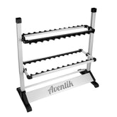 Aventik 24-rod aluminum fishing rod rack - front view
