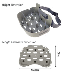 Grey stripping basket with side angle view showing eight bottom cones
