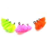 Pack of 9 yarn strike indicators in orange, red and green colors