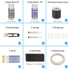 Close-up of wrapping thread for rod repair