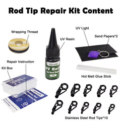 UV resin and UV light for rod tip repair