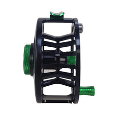 Aventik FLK II reel shows large-arbor design for fast line retrieval.