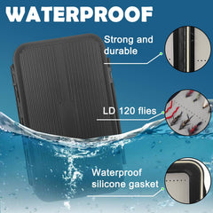 Fly box floating on water to show buoyancy