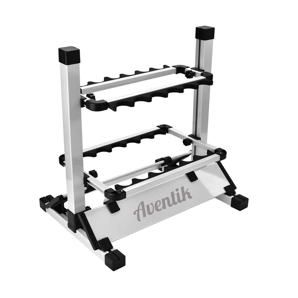 Aventik Mini Fishing Rod Holder Aluminum rack holding 12 rods