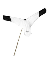 Avery extendable fiberglass pole with flag extended to 13 feet for waterfowl decoy visibility.